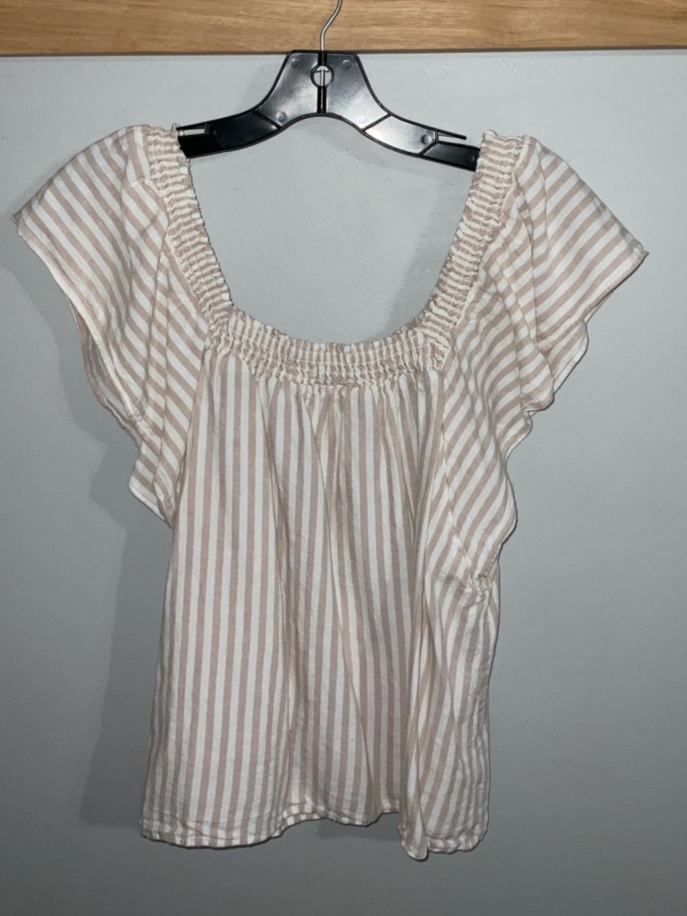 A New Day Striped On/Off-Shoulder Flutter Sleeve Top Large